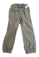 New Gap Kids Boys Military Green Cotton Elastic Waist Canvas Jogger Pants 6 7