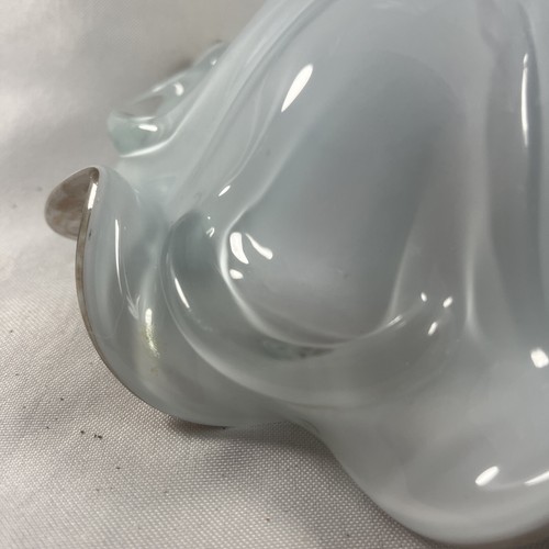 Decorative Glass Ruffled Bowl White Gold Speckle 6” - Picture 6 of 12