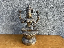 Goddess Lakshmi Brass india hindu sculpture Sculpture Mcm Mid Century