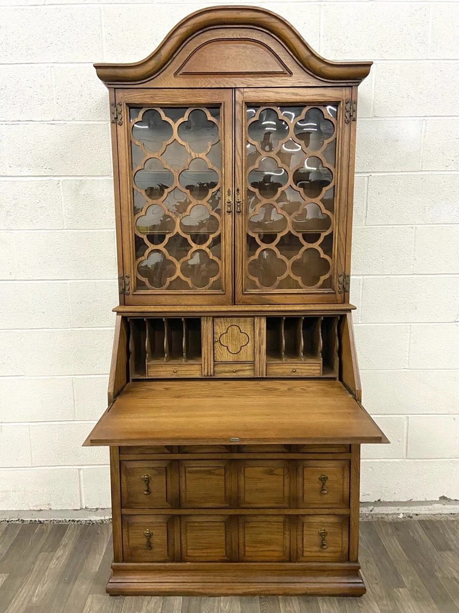 Vintage Jasper Style Drop Front Secretary Desk and Cabinet Vintage Jasper Style Drop Front Secretary Desk and Cabinet