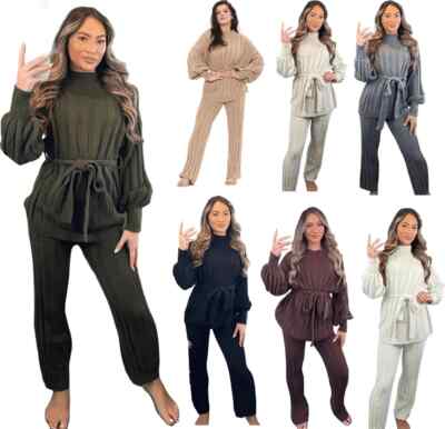 Ladies Loungewear Chunky Knitted Womens Jumper Trouser