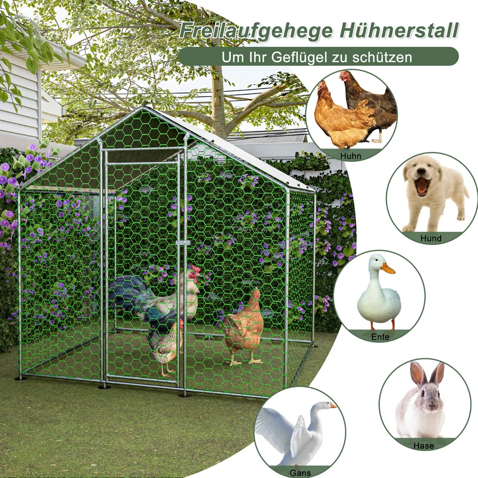 Hühnerstall Freilaufgehege XXL Hasengehege verzinktem Hühnerhaus Geflügelstall - Bild 3 von 4