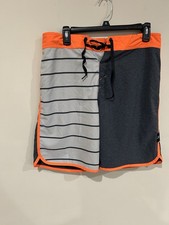 Oakley Boardshorts Mens 33 Blue Logo Drawstring Pockets Surf Beach Swim Shorts