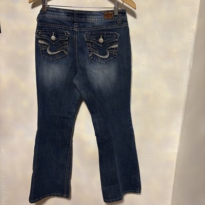 L.e.i. Sophia Hipster Flare Jeans sz 11 MED Wash  Denim 