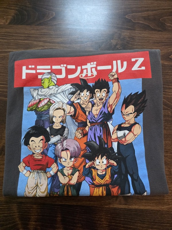 Dragon Ball Z Adult XL Black T-Shirt - Giant Group Under Red Kanji Logo