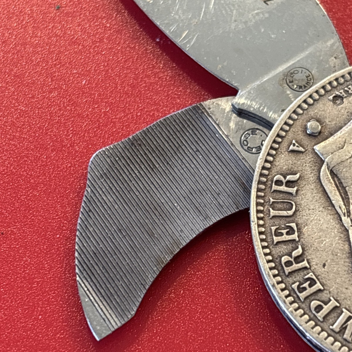 1870 French 5 Francs. By Eloi Depose.Knife with blade, scissor