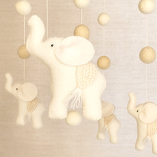 Baby Mobile Elephant Nursery Decor Neutral Crib Felt Mobile Baby Shower Gift