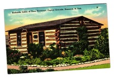 Badlands Cabin Theodore Roosevelt Capitol Grounds Postcard Vintage 1956 Writing