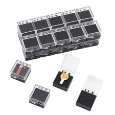 24Pcs Black Plastic Lapel Pin Storage Boxes Clear Plastic Gift 1.5x1.2x0.8 Inch