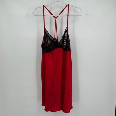 Linea Donatella Women Boudoir Romantic Chemise Sz 3X Red Black Gothic Slip Dress