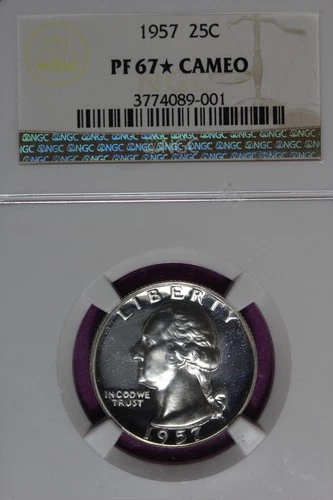 1957 NGC 25C PF67 WASHINGTON QUARTER #B51828