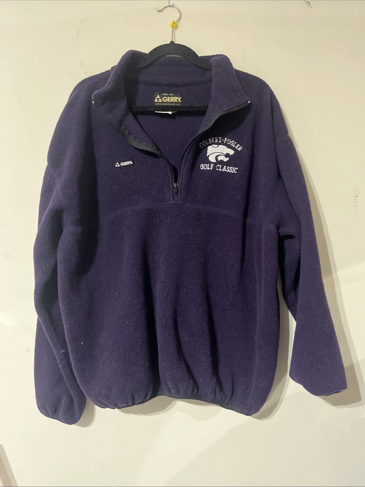 Gerry Men’s Large 1/4 Zip Jacket Purple Made USA XL M526 Fleece Unisex Vintage