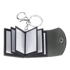 Personalized Leather Mini Photo Album Keychain with 10 Pictures, Black