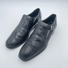 Johnston and Murphy Monk Strap Mens Size 10.5 B Black Dress Shoes Buckle See Pic