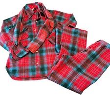 Vintage Knockabouts Pendleton 100 Wool Plaid Matching Set Scarf Shirt  Pants