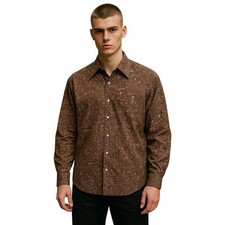 MCM VTG Hippie 1970s Retro Button Up Psychedelic Disco Print Mens Shirt XL