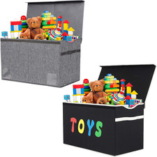 2 Pack Toy Box Chest, Collapsible Sturdy Storage Bins with Lids, Extra Large Kid