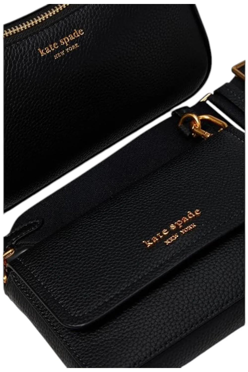 Kate Spade New York Women's Double Up Pebbled Leather Crossbody Black thumbnail 2