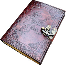 celtic lion leather journal notebooks embossed book vintage witches fantasy spel