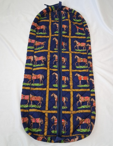 Vintage Heirloom Designs Quilted Equestrian Horse Garment Bag Horse Print Navy