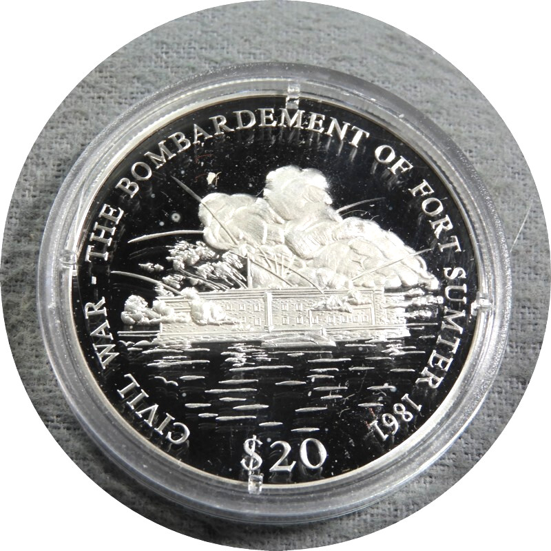 elf Liberia 20 D 2000 Civil War Bombardment of Fort Sumter 1861 Silver