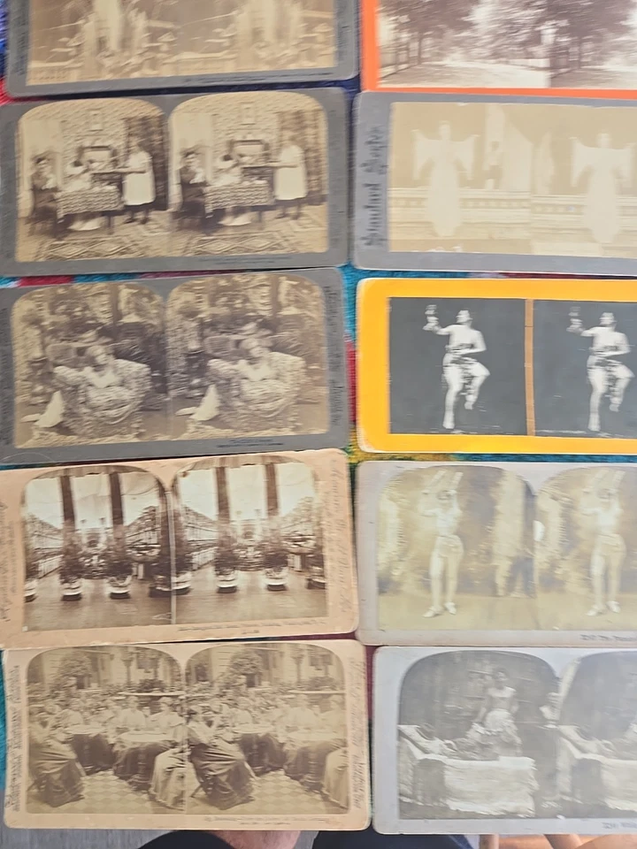 GRAN SURTIDO Lote de 42 Tarjetas Estereográficas Antiguas - Blanco y Negro y Color Foto 4 de 4