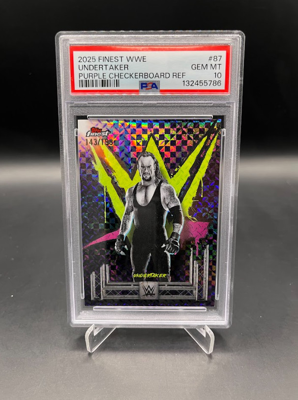 2025 Topps Finest WWE Undertaker Purple Checkerboard /199 PSA 10