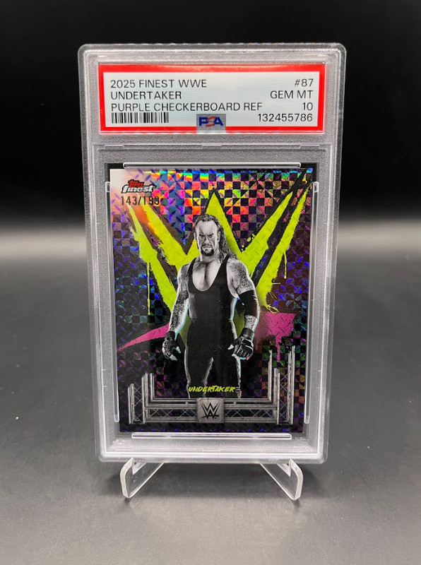 2025 Topps Finest WWE Undertaker Purple Checkerboard /199 PSA 10