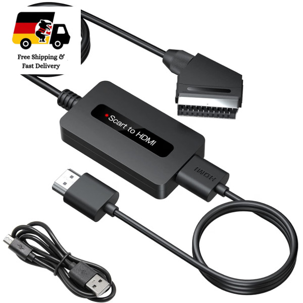 Scart Auf Hdmi Konverter Mit HDMI- Und Scart-Kabel, 720P 1080P, 2 Ports, Schwarz-image