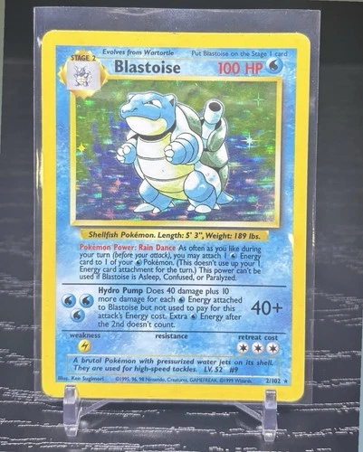 1999 Pokémon Blastoise Holo Rare 2/102 Base Set Unlimited WotC MP/HP