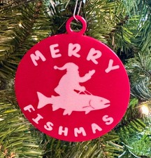 Fly Fishing Ornament Trout Christmas XMAS Merry Fishmas Santa Fish Funny Meme