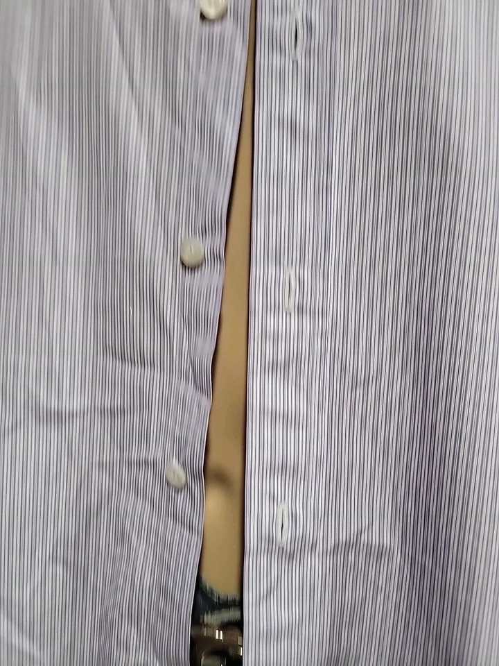 $585 Charvet Paris мужской лаванды в полоску длинным рукавом платье рубашка 17,5 / 44,5 # - Изображение 3 из 4