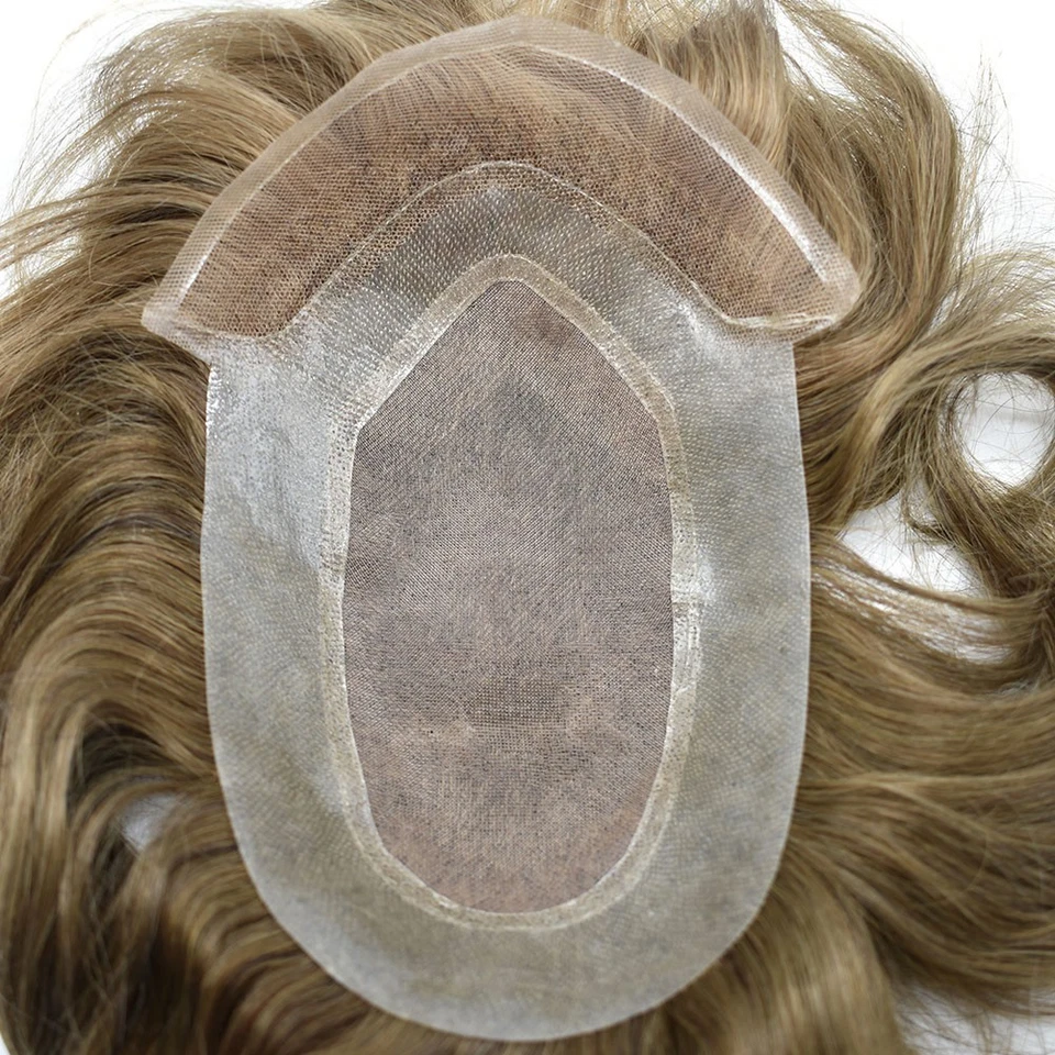 Peluca de cabello humano mono centro de encaje francés toupee frontal para hombre Foto 2 de 4