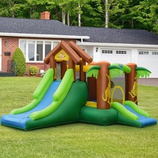 Kids Inflatable Jungle Bounce House Castle Trampoline Carry Bag Garden No Blower