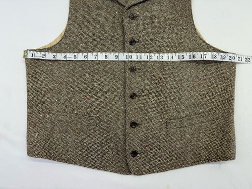 Vintage Double Ralph Lauren RRL Brown Wool English Herringbone Tweed Vest Pin St - Picture 4 of 9