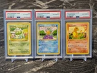 3x 1st edition Shadowless PSA Base Set Bulbasaur Charmander Squirtle Pokemon --