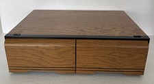 VHS Tape Holder Wood Style 2 Drawer Cabinet Storage Case Holds 18 Tapes Vintage