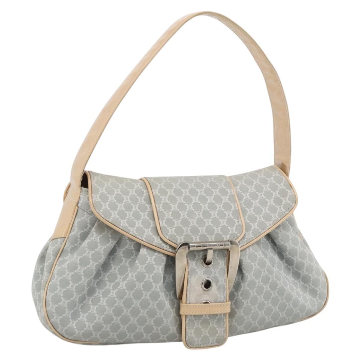 Céline CELINE Macadam Canvas クラッチ　セリーヌ CELINE C Macadam Canvas Shoulder Bag Light Blue Silver Auth