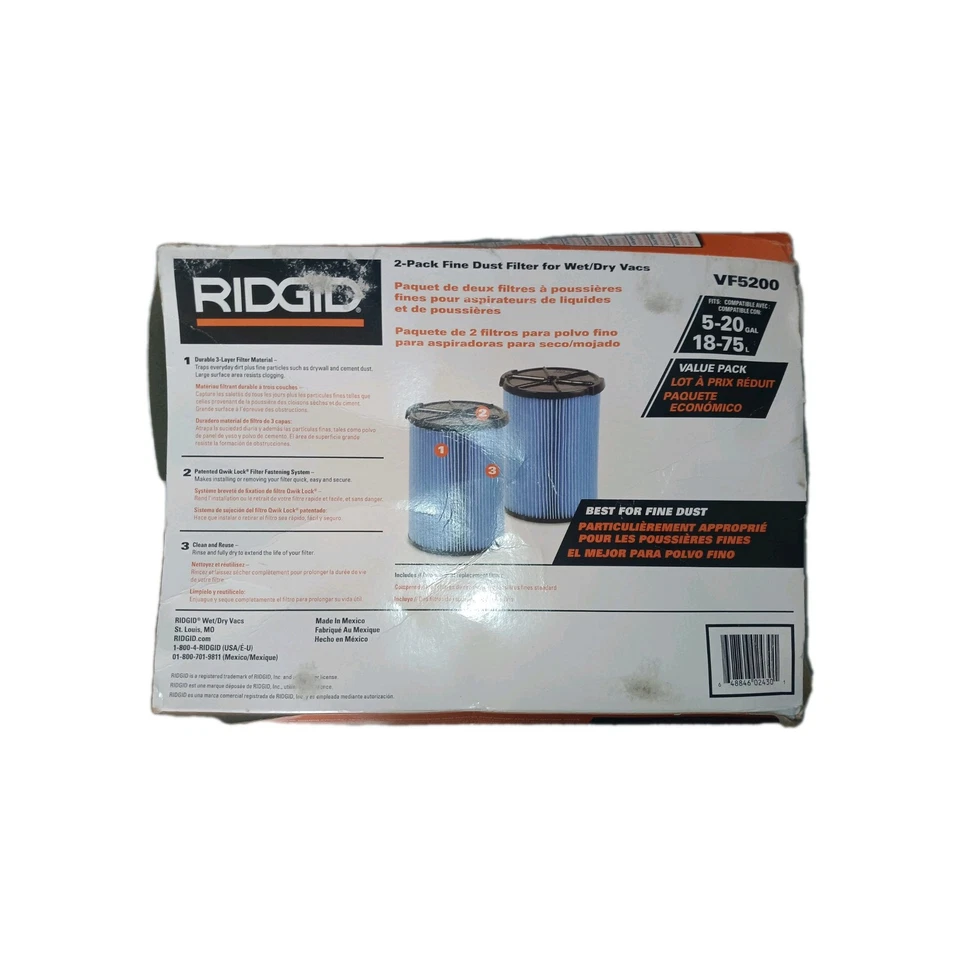 Genuine VF5200A Fine Dust Pleated Paper Wet Dry Vac Shop Vacuum Filter for Most - Image 2 of 3