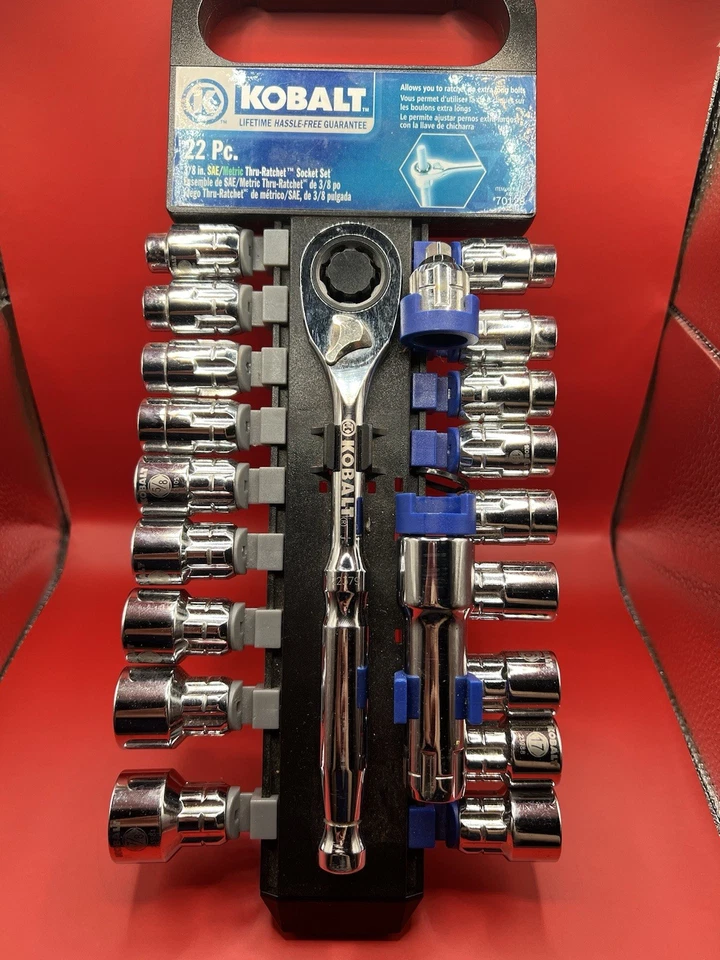 Kobalt 22 Piece Double Drive Handle 3/8" Ratchet Socket Tool Set BRAND NEW - Image 2 of 4