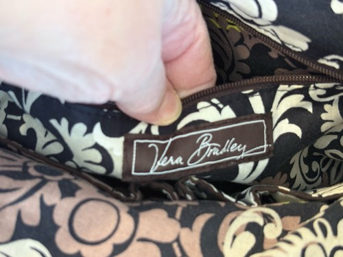 Vera Bradley große Umhängetasche Tasche einfarbig Espresso braun gesteppt Mikrofaser - Bild 8 von 13