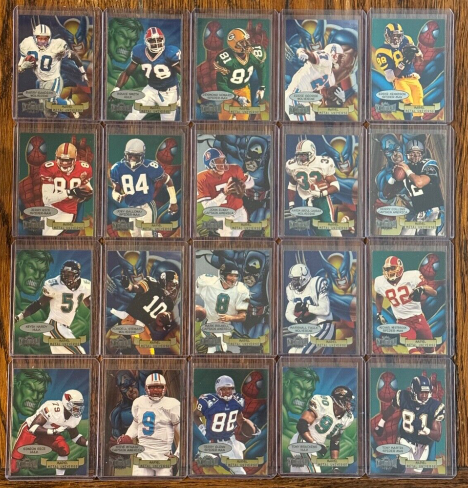 1997 Skybox Metal Universe Marvel Football Cards Complete Set of all 20 Cards