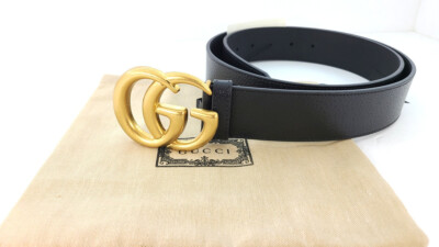 ⭐️【本日限定】⭐️GUCCI ブラック ベルト GGバックル 85/34 箱付き Authentic Gucci Black Calfskin Leather Silver Interlocking G