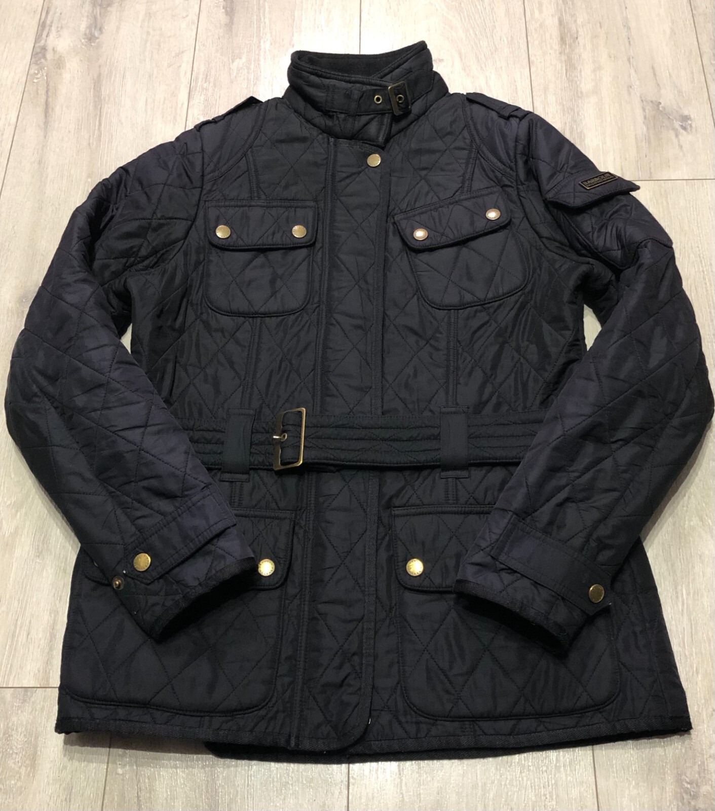BARBOUR Tourer International Fleece Lined Quilted Jacket Black Women's UK 10 S