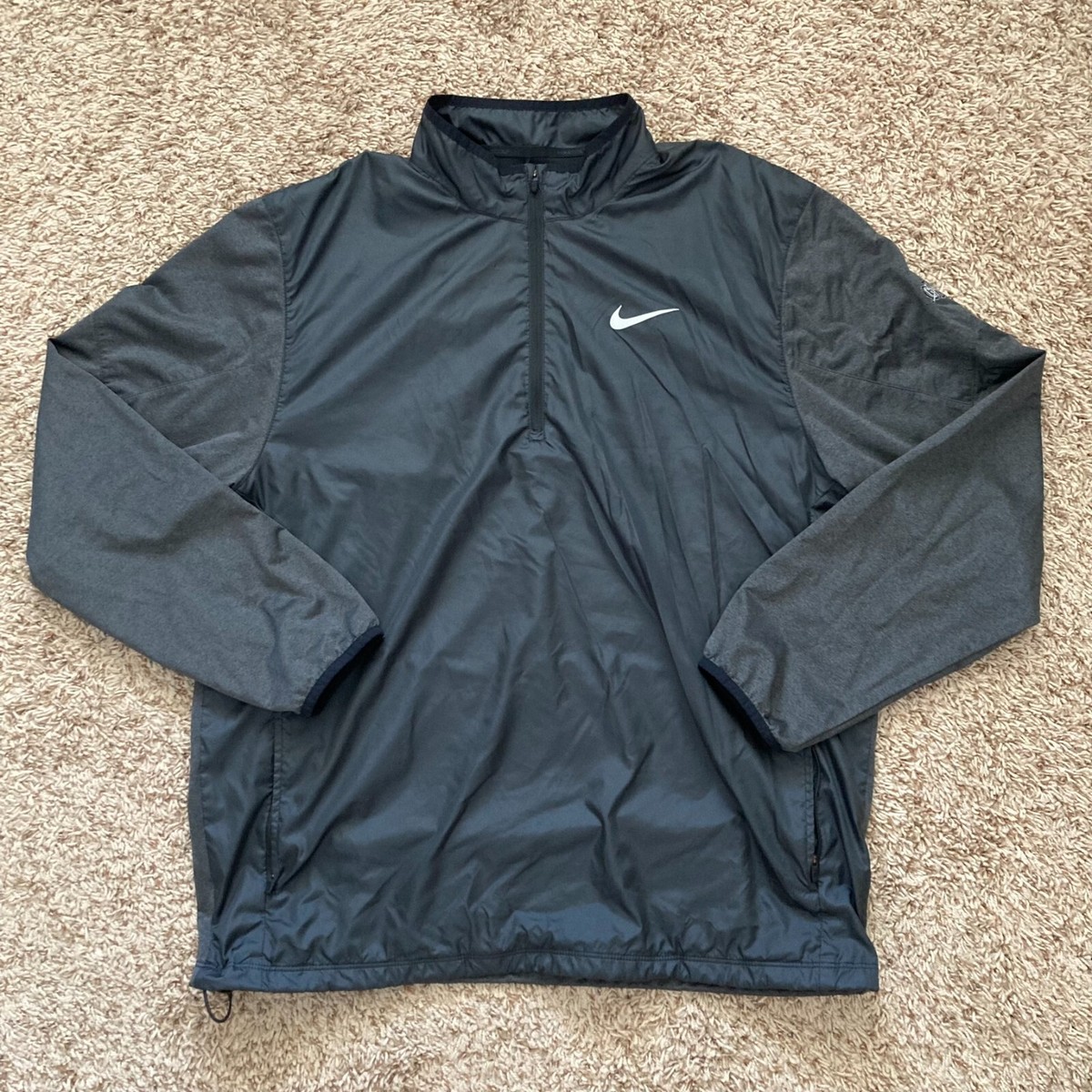 Nike Golf 1/4 Zip Windbreaker Men's XL Black Zip Pockets