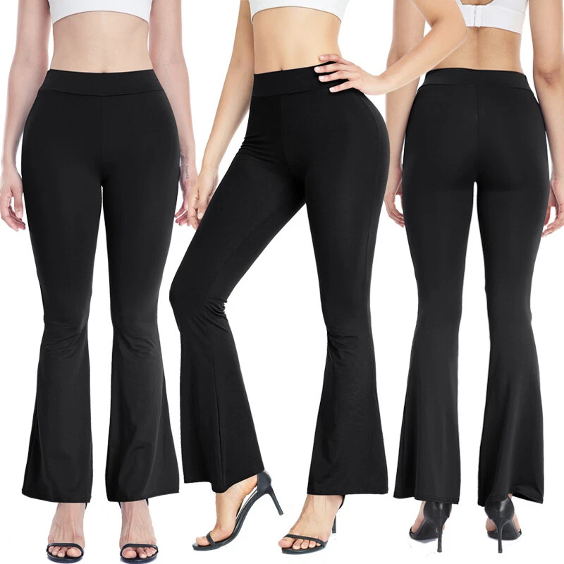 Women High Waist Foldover Yoga Pants Bootcut Flare Wide Leg