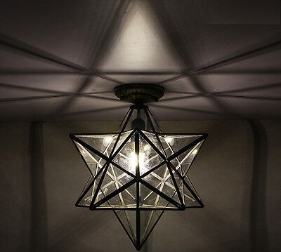 Crystal Glass Moravian Star Ceiling Wall Lamp Flush Mount