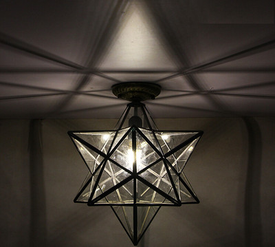 Crystal Glass Moravian Star Ceiling Wall Lamp Flush Mount