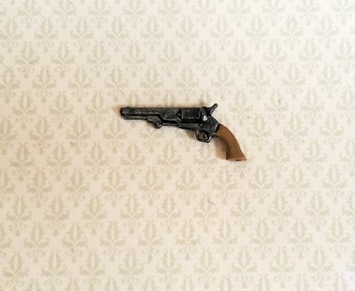 Dollhouse Miniature Navy Colt Handgun Revolver 1:12 Scale Painted Metal Prop