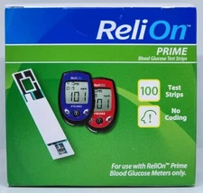 ReliOn Prime Blood Glucose Test Strips - 100 Count New in Box Exp. 08/24/2025